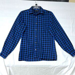 Marquis Men’s Blue/Black Buffalo Plaid – Long Sleeve Shirt – Size S (14-14 1/2)